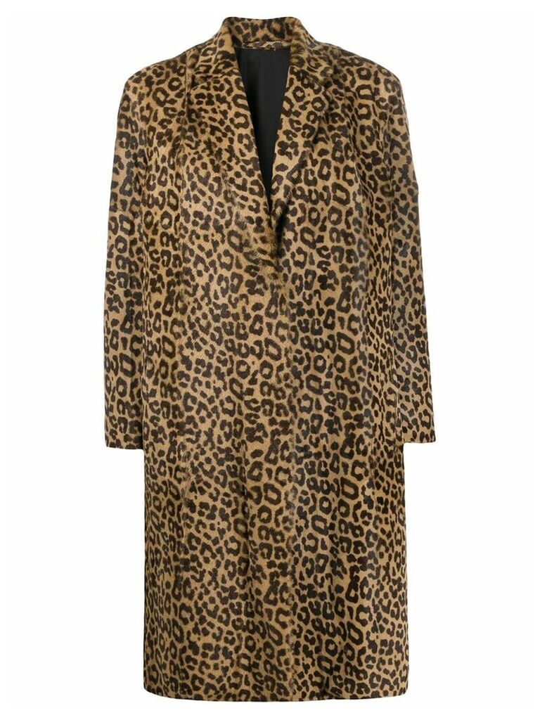Salvatore Santoro leopard print coat - Brown