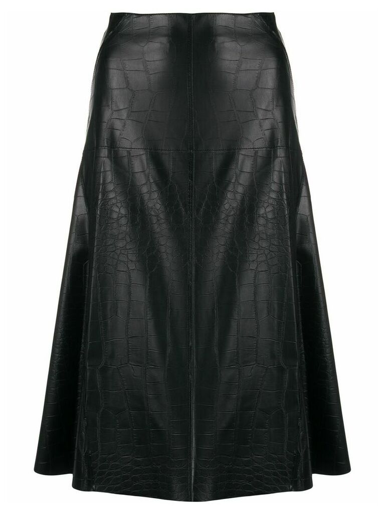 Blanca Vita crocodile-effect A-line skirt - Black