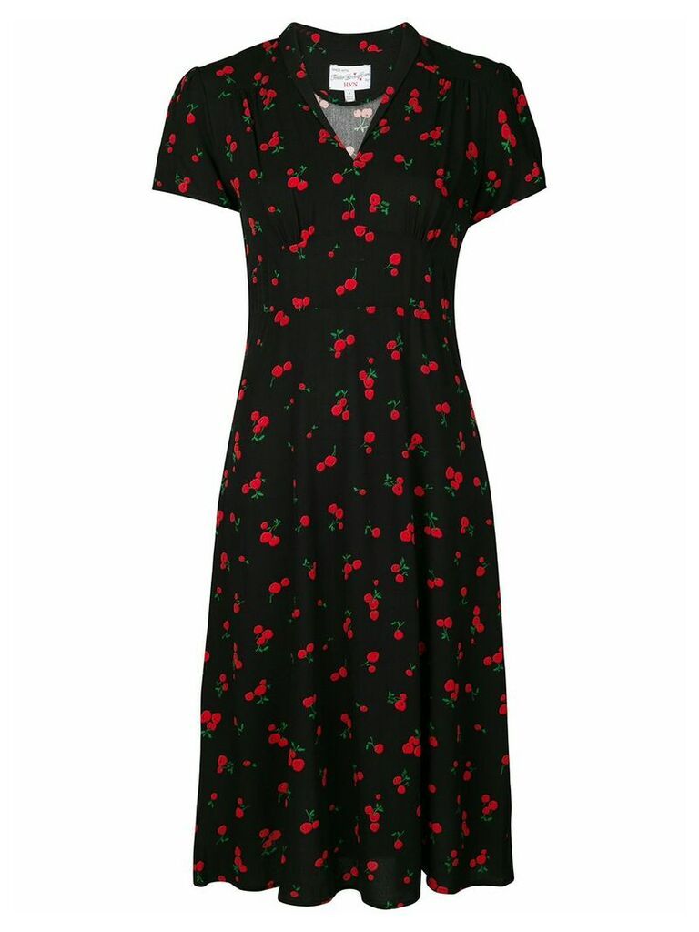 HVN Morgan cherry-print dress - Black