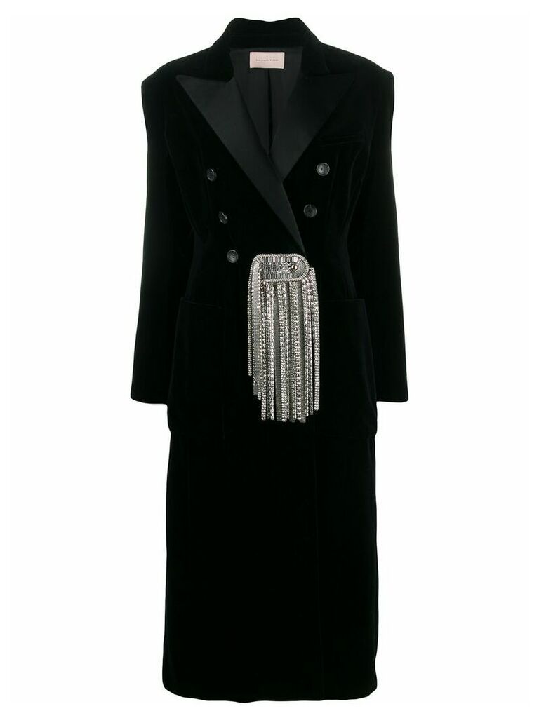 Christopher Kane chain velvet tailored coat - Black