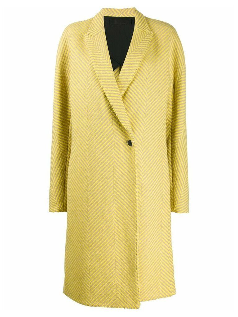 Haider Ackermann striped knitted double-breasted coat - NEUTRALS
