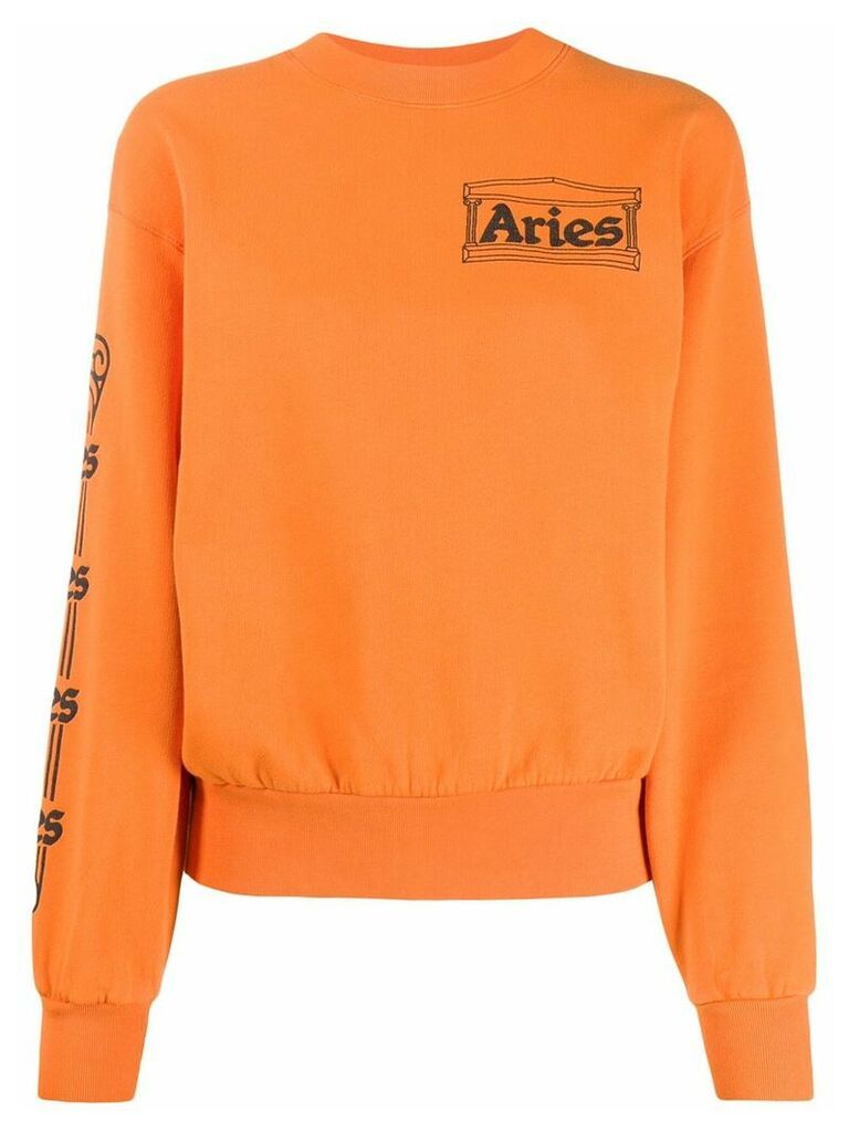 Aries logo print sweatshirt - ORANGE