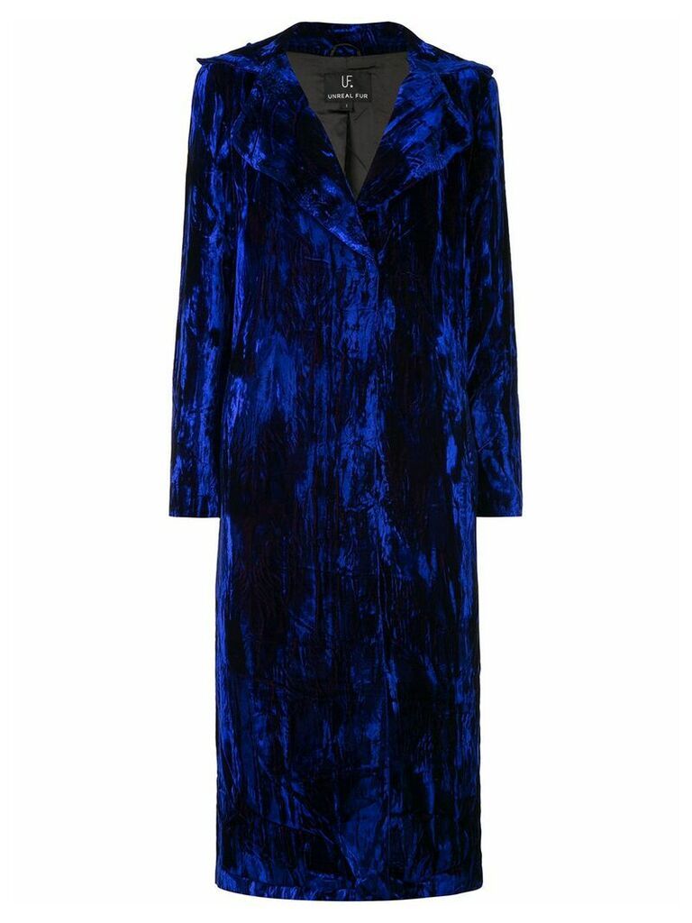 Unreal Fur textured single-breasted coat - Blue