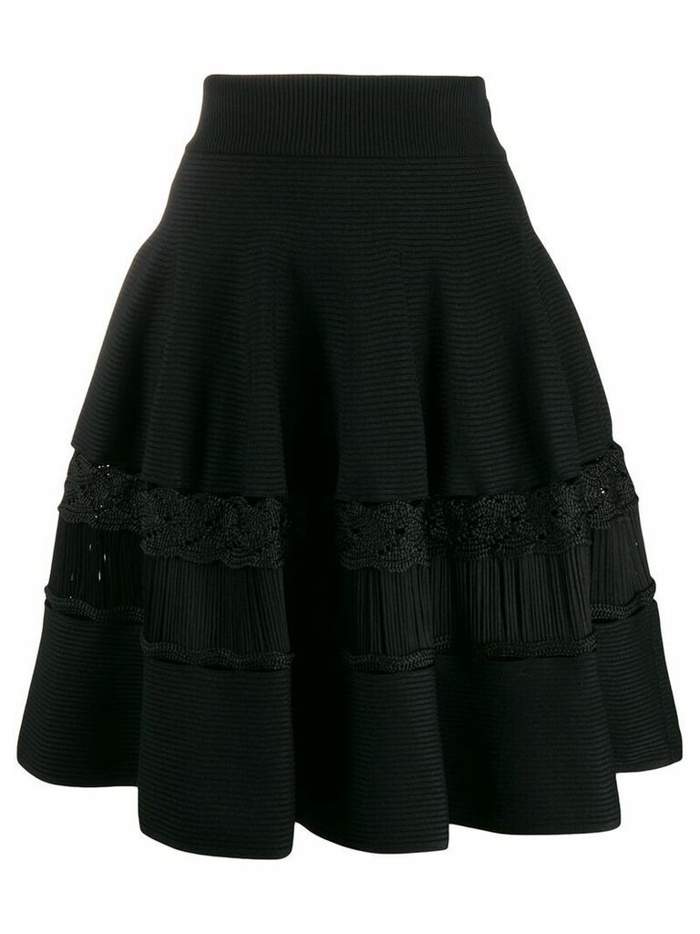 Alexander McQueen crochet panels a-line skirt - Black