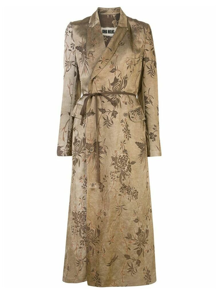 Uma Wang long floral jacquard coat - Brown
