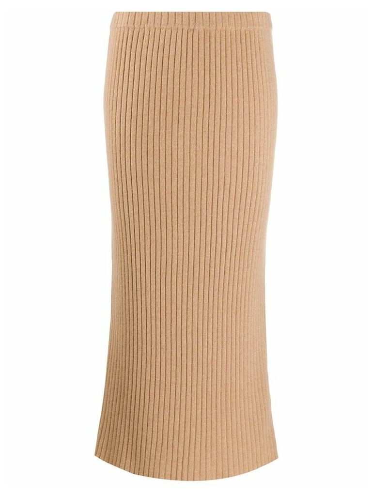 Allude ribbed-knit cashmere skirt - Brown