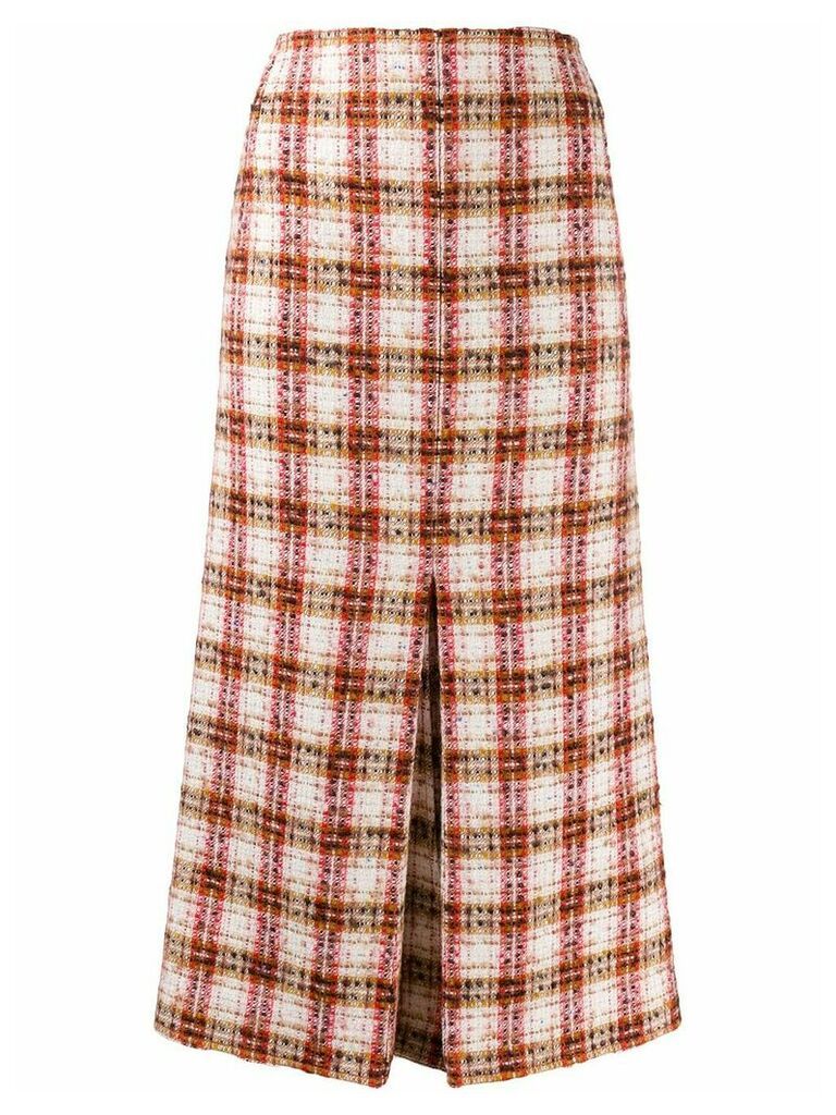 Victoria Beckham fitted tweed midi skirt - Red