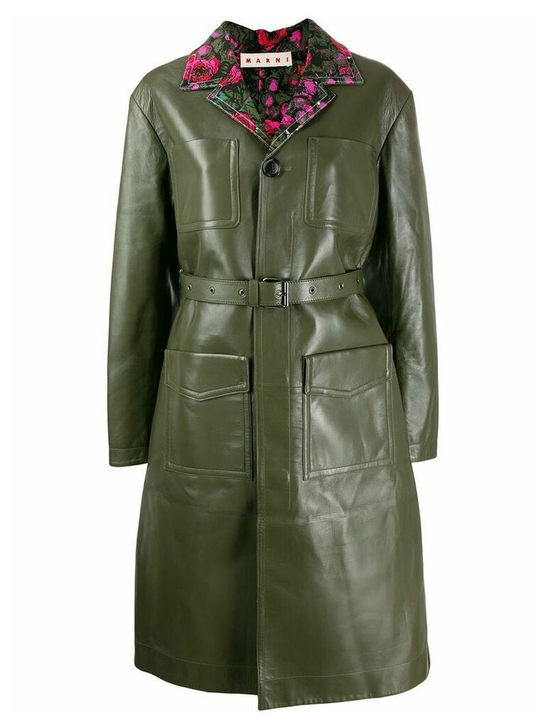 Marni belted leather coat - Green