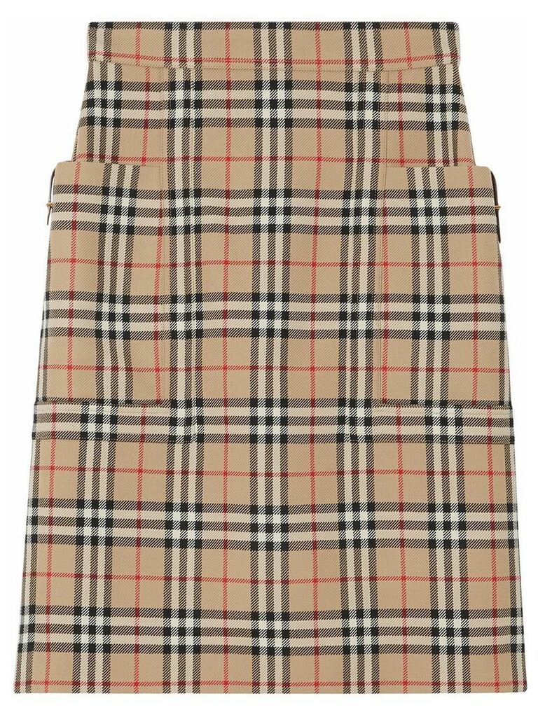 Burberry pocket detail vintage check pencil skirt - Brown