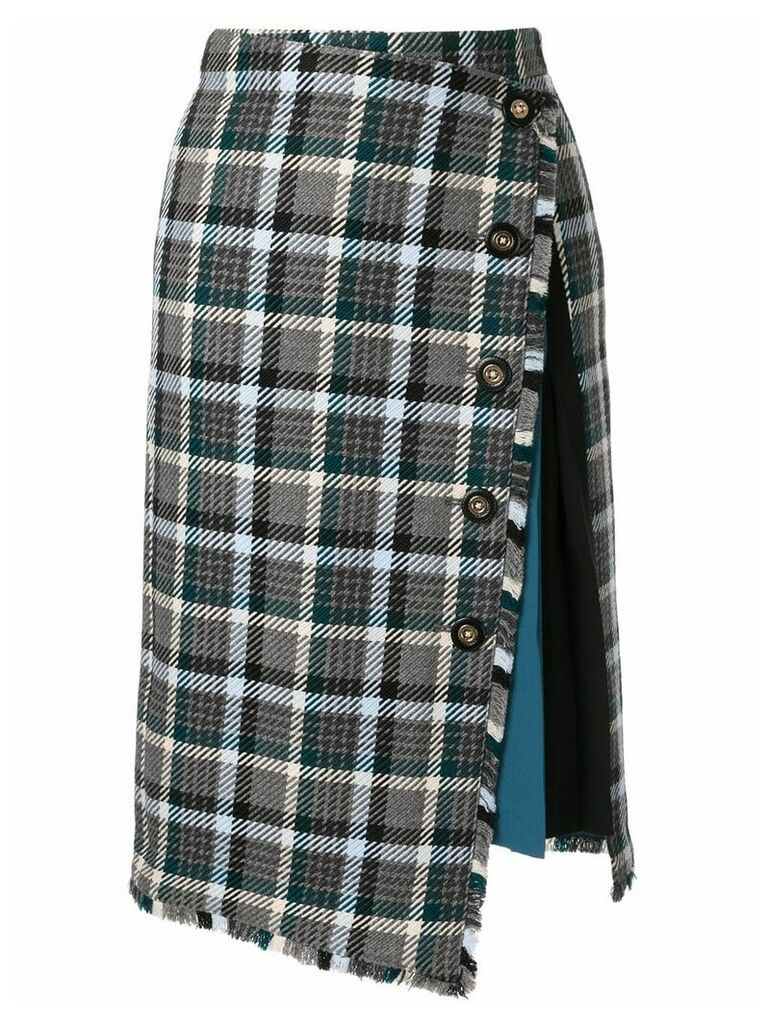 Loveless check asymmetric skirt - Blue