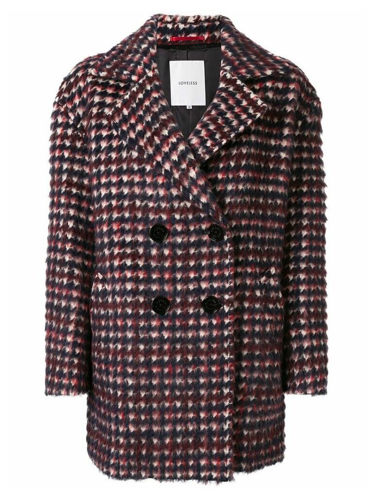 Loveless double-breasted checkered coat
