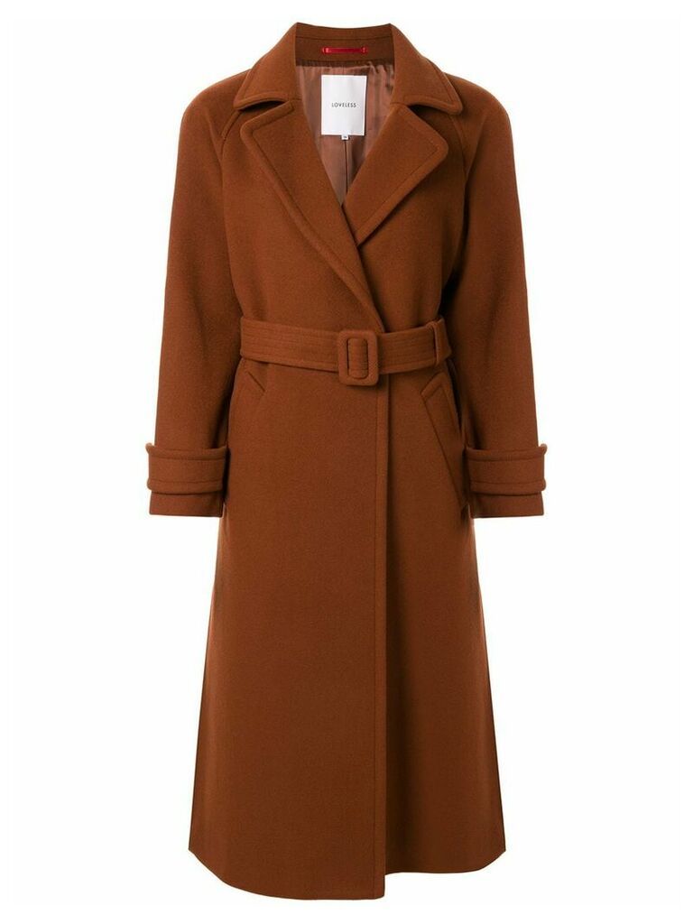 Loveless single-breasted belted coat - Brown