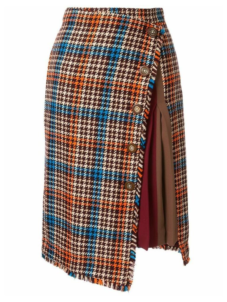 Loveless asymmetric check skirt - Multicolour