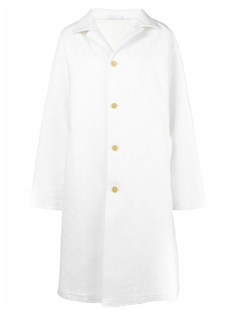 Jil Sander Pre-Owned textured boxy long coat - White