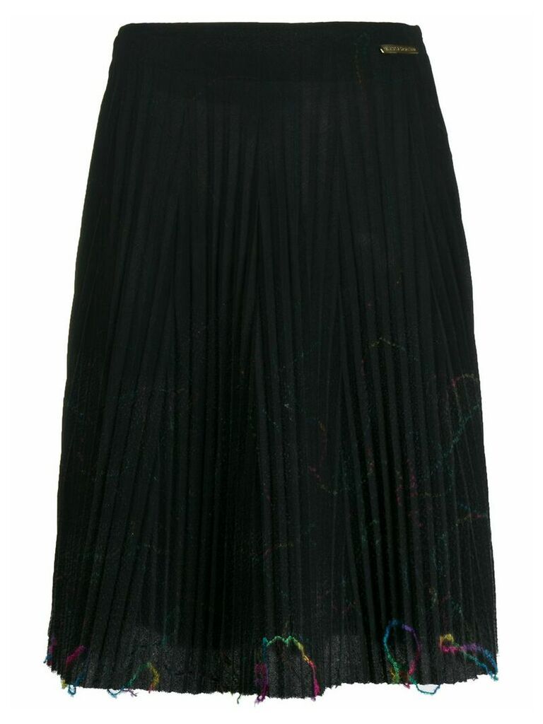 Versace Pre-Owned 1990s thread embellishments pleated skirt - Black