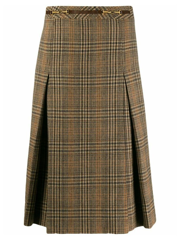 Céline Pre-Owned 1970 check skirt - Brown