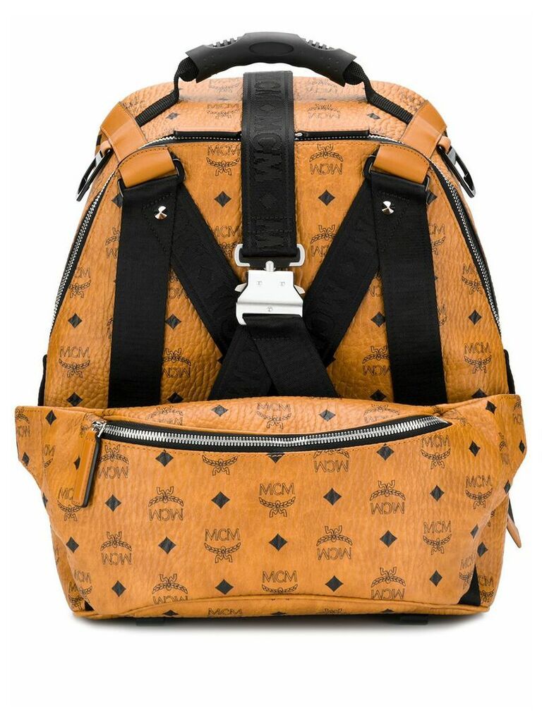 MCM logo textured backpack - Brown