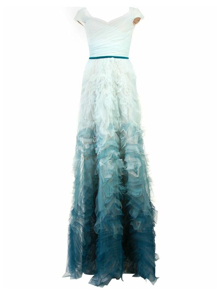 Marchesa Notte fitted ombré gown - Blue