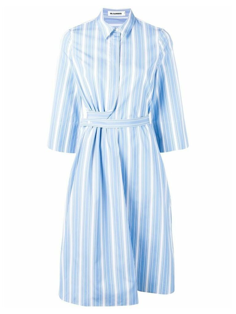 Jil Sander striped shirt dress - Blue