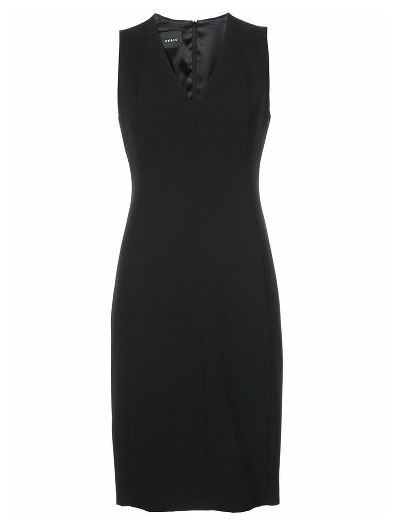 Akris V-neck pleat detail dress - Black