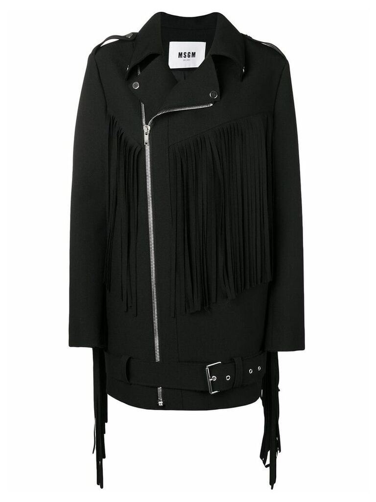 MSGM fringed coat - Black