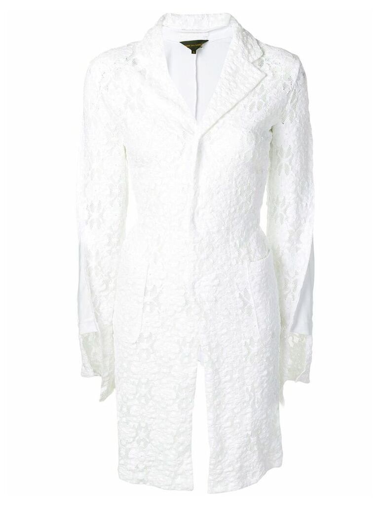 Comme Des Garçons lace panel asymmetric coat - White