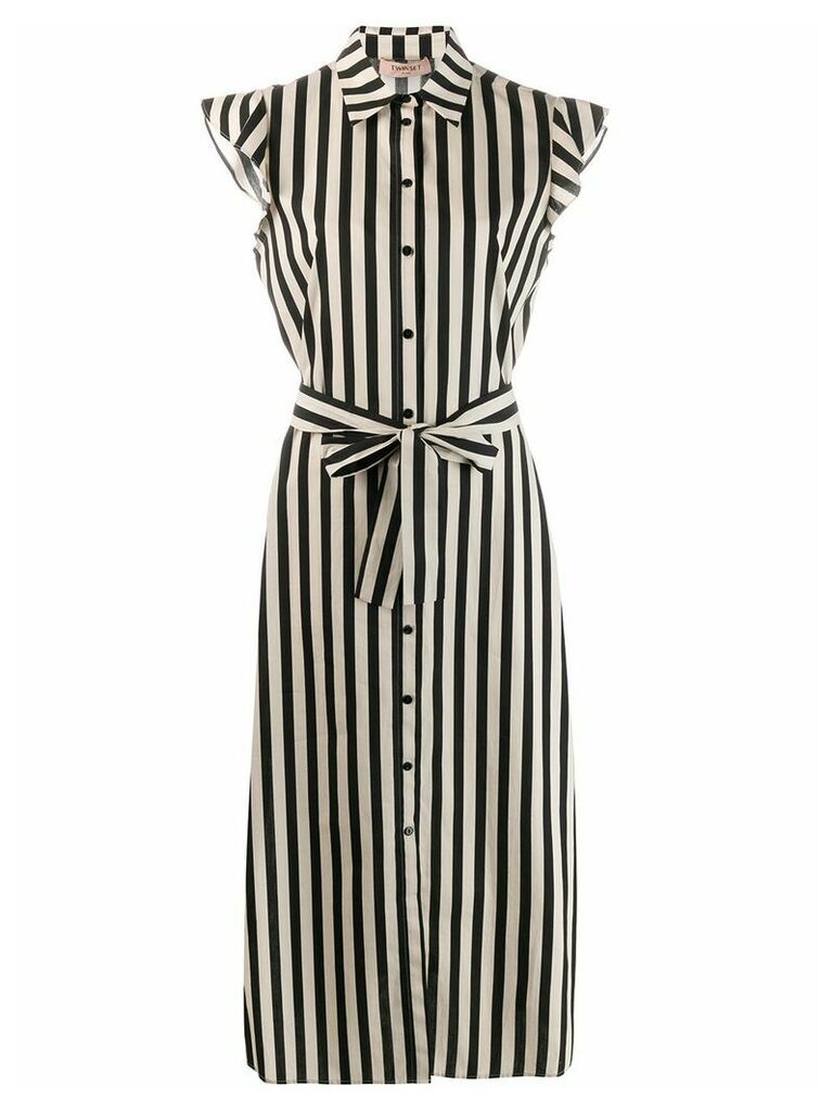 Twin-Set striped shirt dress - NEUTRALS