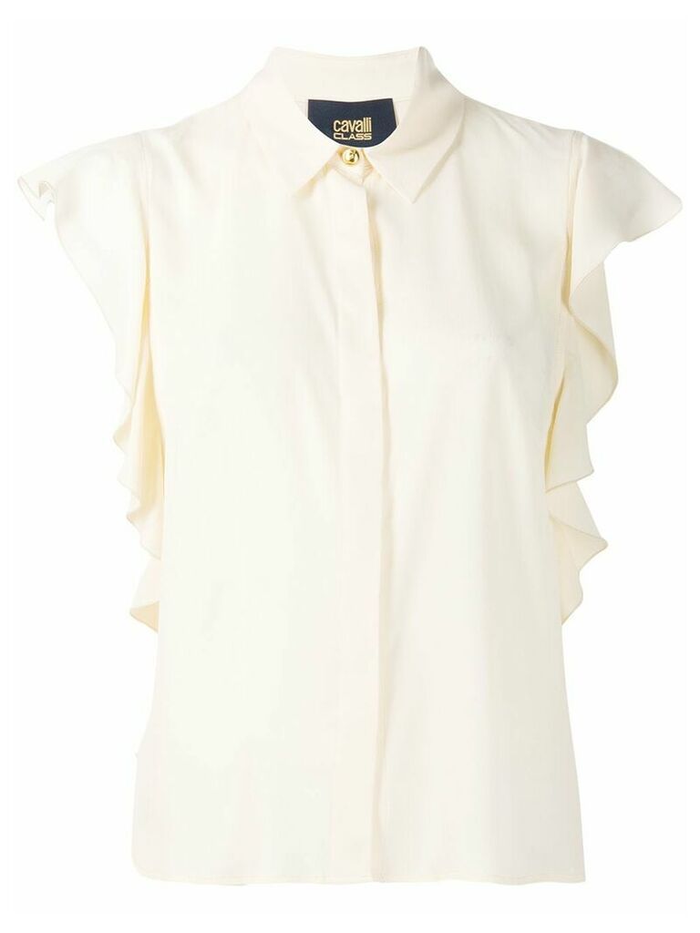 Cavalli Class ruffled sleeve blouse - Neutrals
