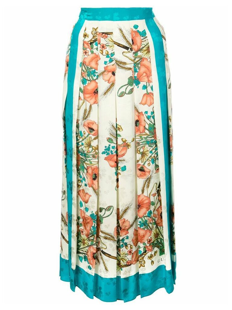Gucci floral print pleated skirt - Neutrals