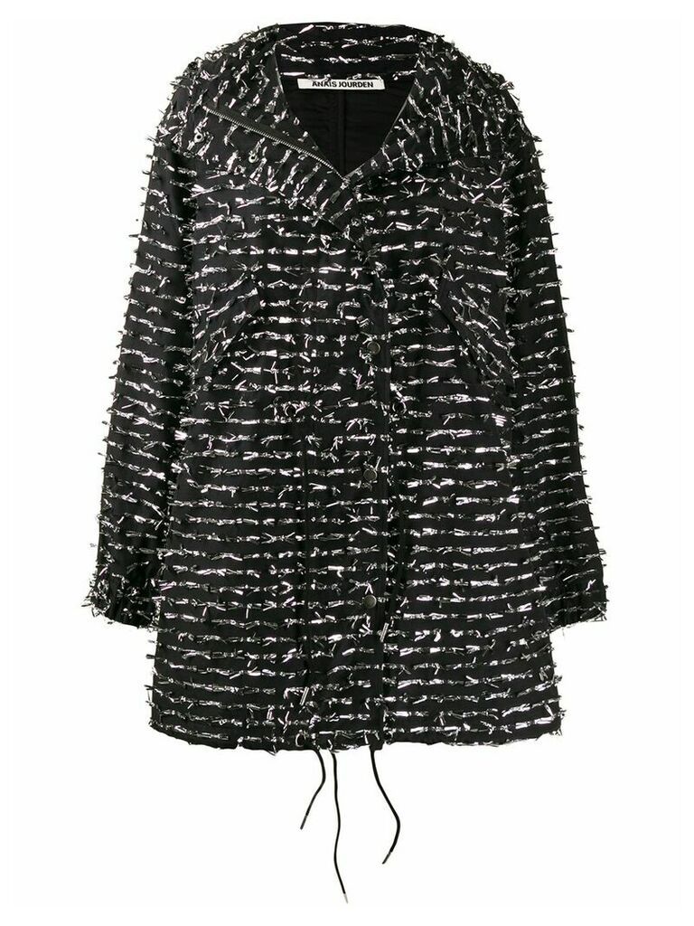 Jourden foil embellished boxy coat - Black