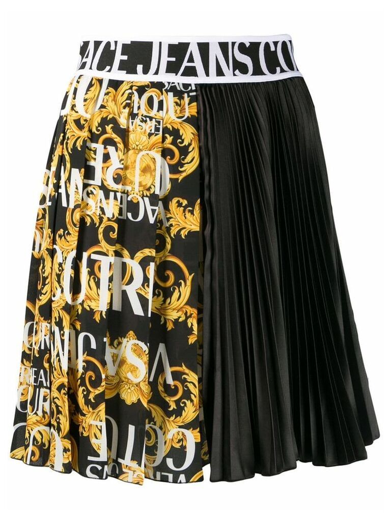 Versace Jeans Couture logo band asymmetric pleated skirt - Black