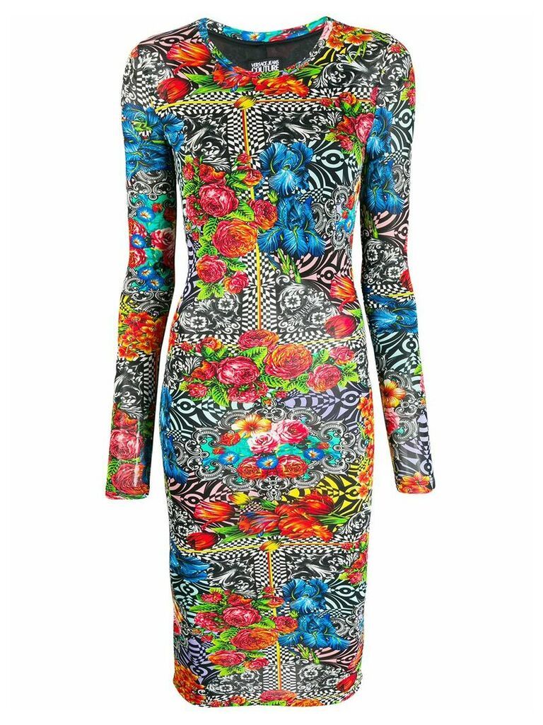 Versace Jeans Couture printed long sleeved dress - Black