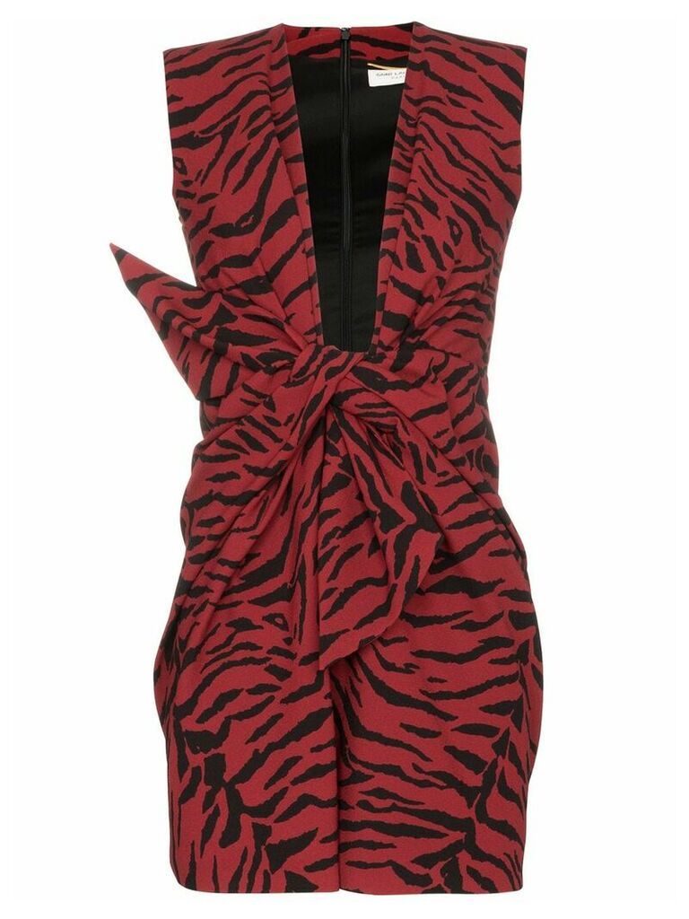 Saint Laurent tiger-print tie-front mini dress - Red