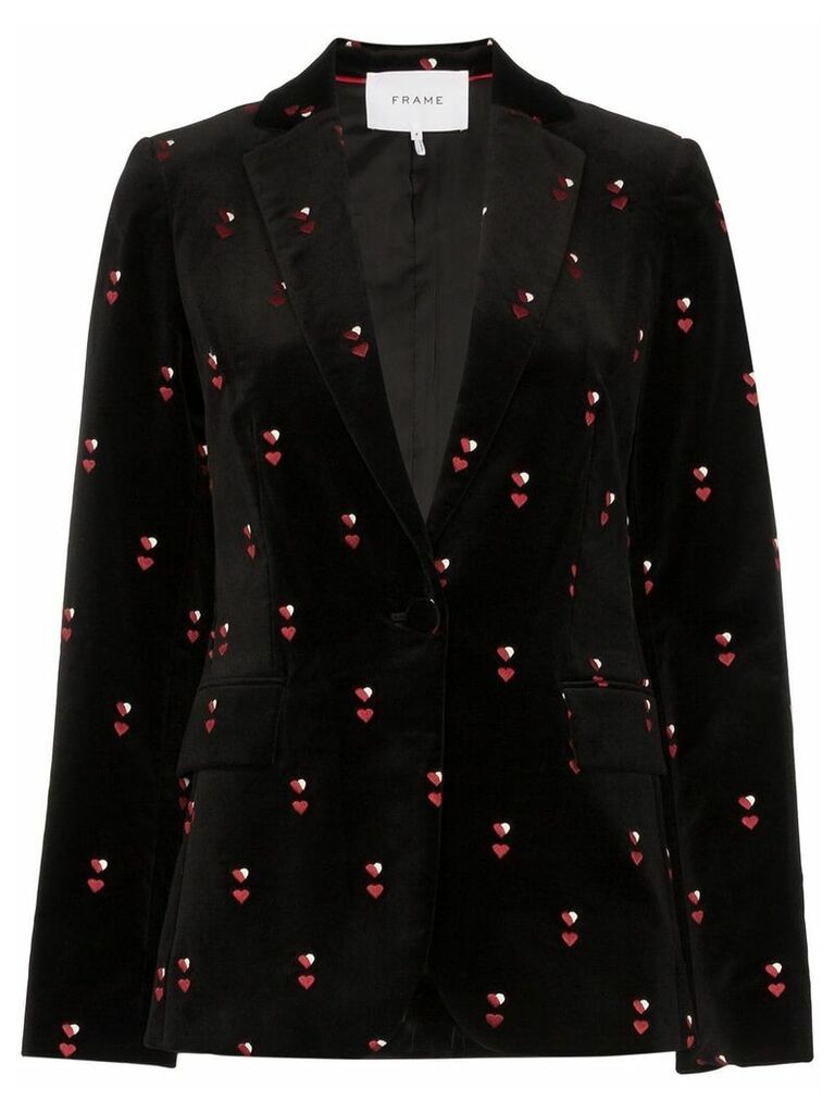 FRAME heart-embroidered velvet blazer - Black