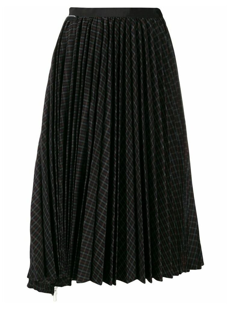 Sacai asymmetric pleat midi skirt - Black