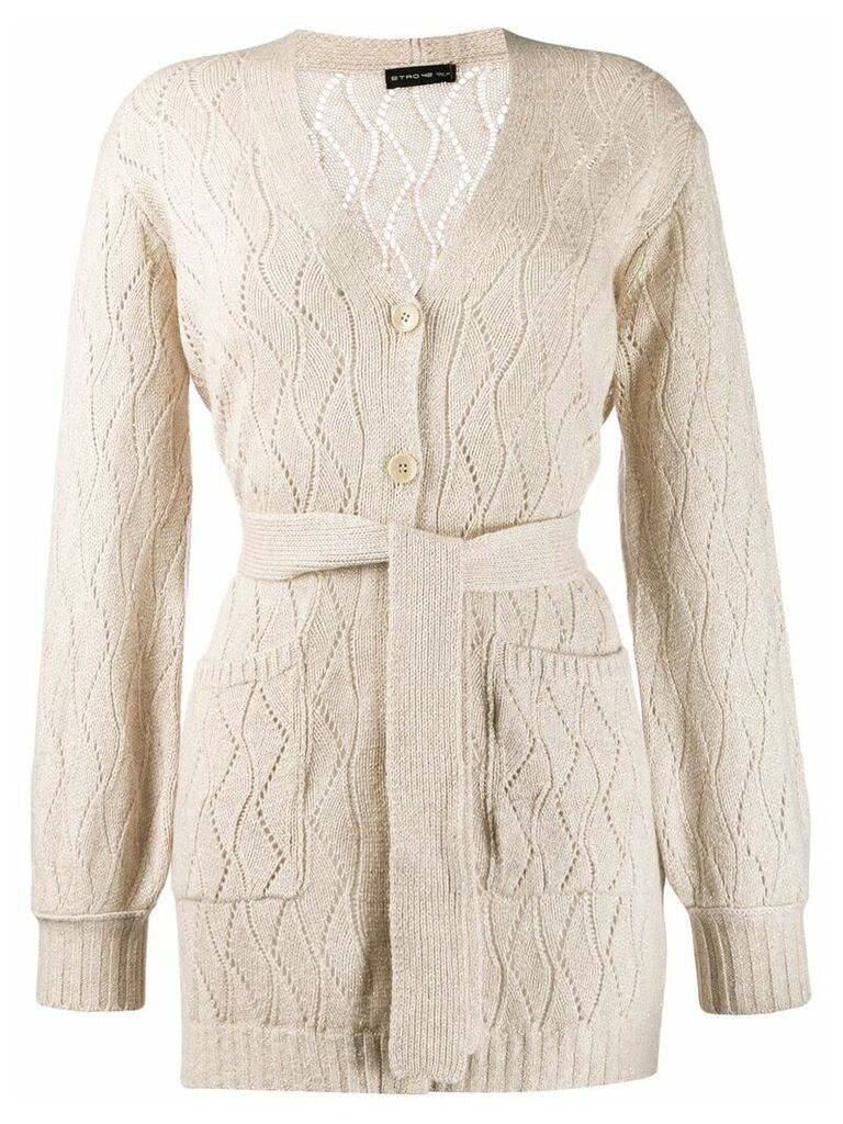 Etro Belted Wool Coat - NEUTRALS