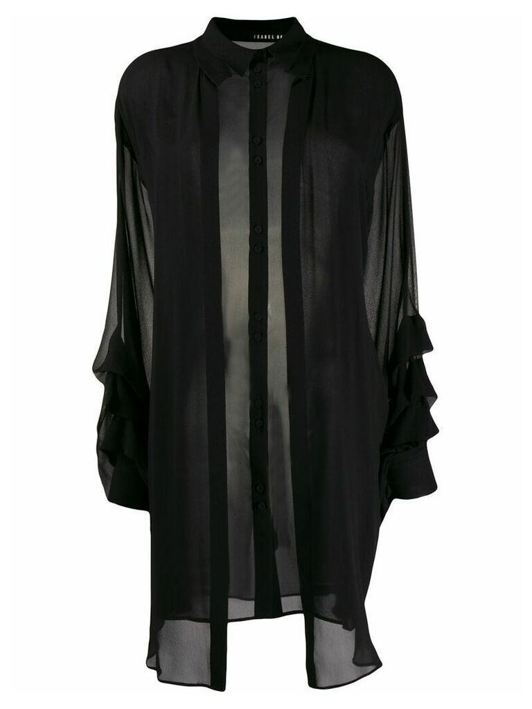 Isabel Benenato longline silk blouse - Black