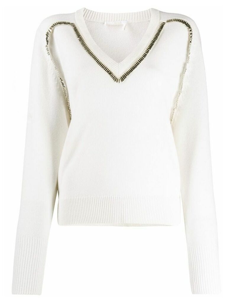 Chloé embellished knitted jumper - White