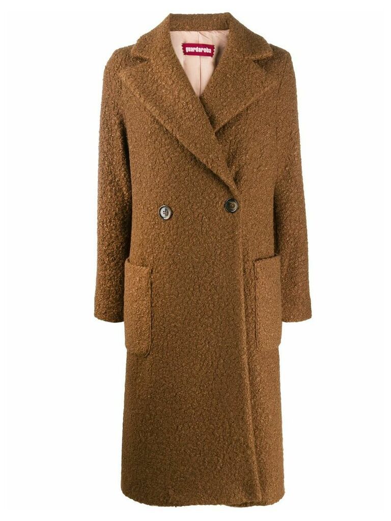 Guardaroba textured double-breasted coat - Brown