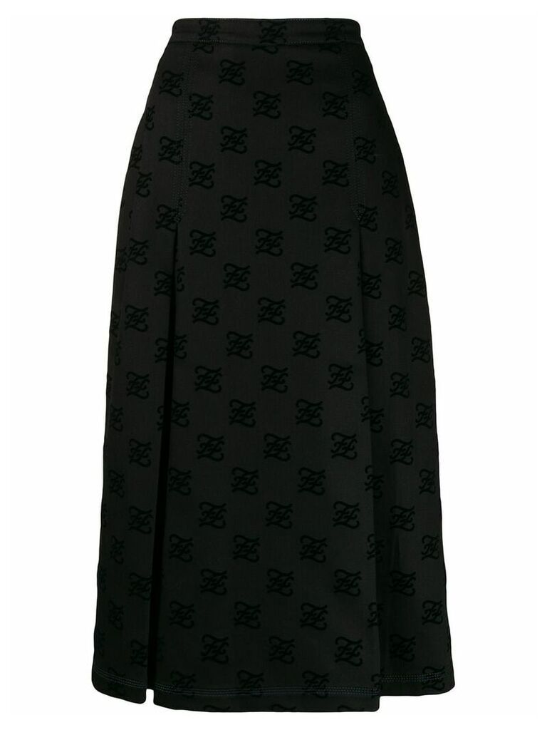 Fendi Karligraphy motif midi skirt - Black