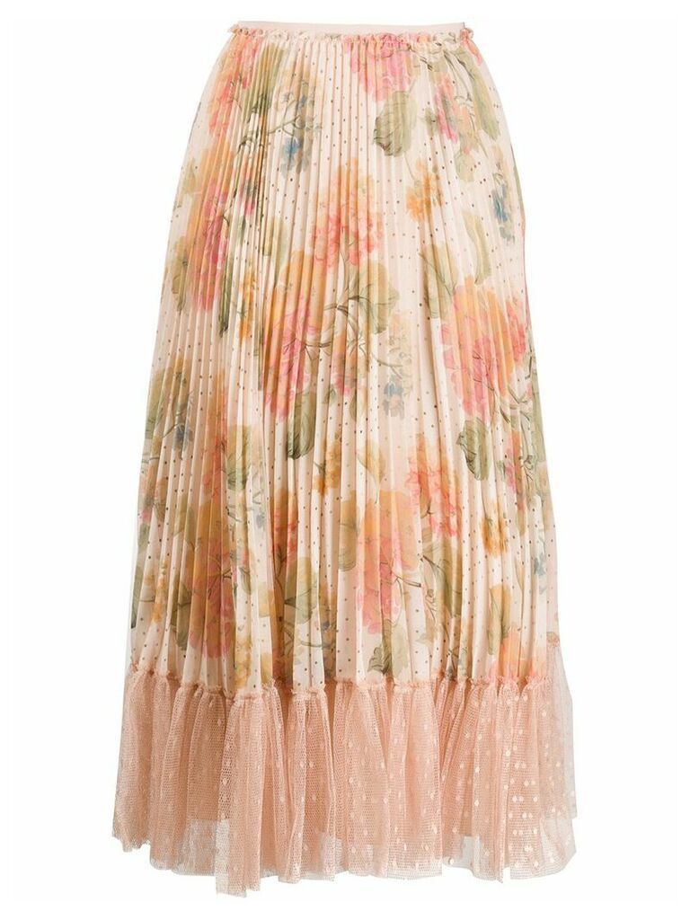 RedValentino micro-pleated floral skirt - Neutrals