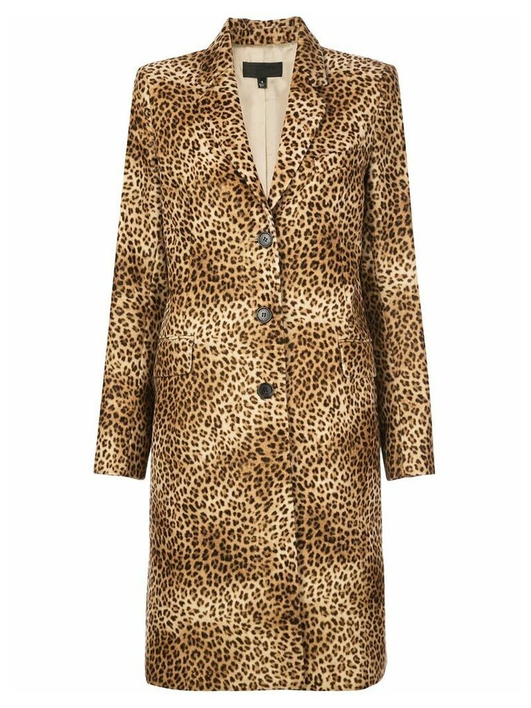 Nili Lotan leopard print single breasted coat - Brown