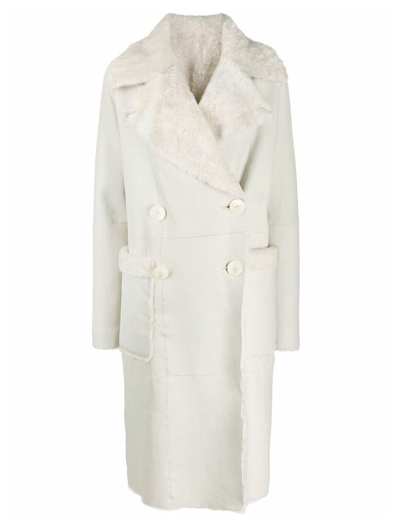 Lorena Antoniazzi double-breasted shearling coat - White