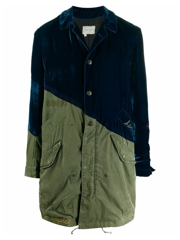 Greg Lauren velvet fishtail parka coat - Green