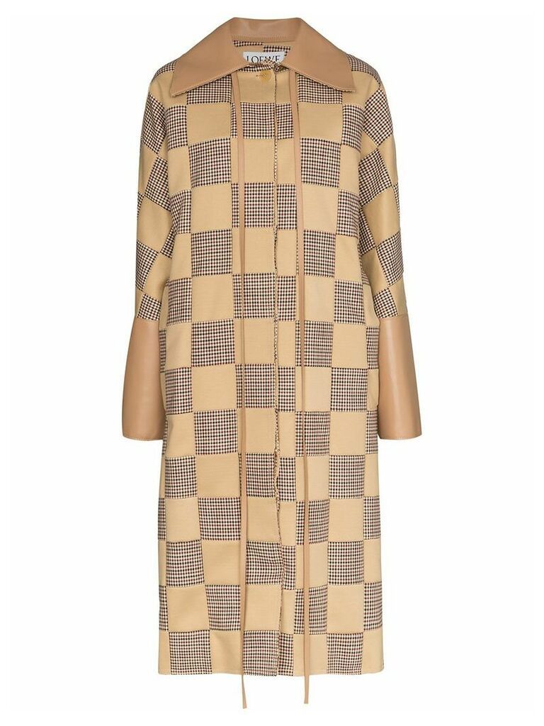 Loewe check pattern cocoon style coat - NEUTRALS