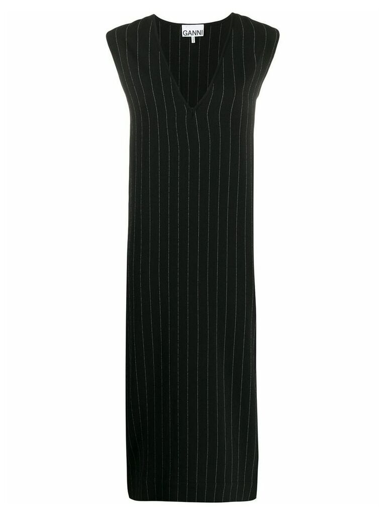 GANNI striped shift dress - Black