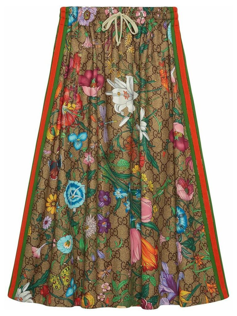 Gucci Flora pattern A-line skirt - Brown