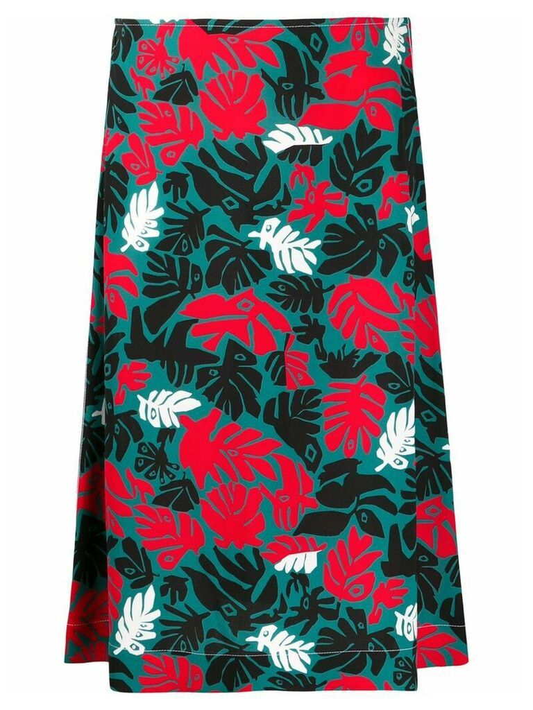 Marni botanical-print A-line skirt - Green