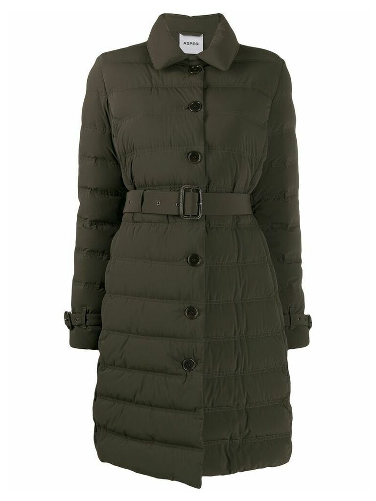 Aspesi single-breasted belted padded coat - Brown