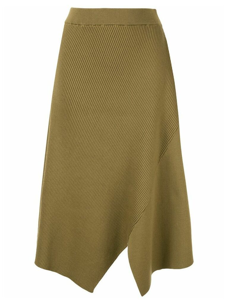 Des Prés asymmetric ribbed skirt - Green